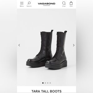 Vagabond Shoemakers Tara Platform Black Leather Lace-Up Boots Size: 7/37